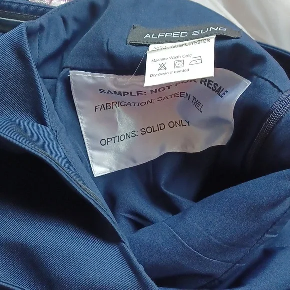Alfred Sung Women's Midnight Blue Criss-cross Off The Shoulder Gown Dress Sz 6 - Picture 7 of 8